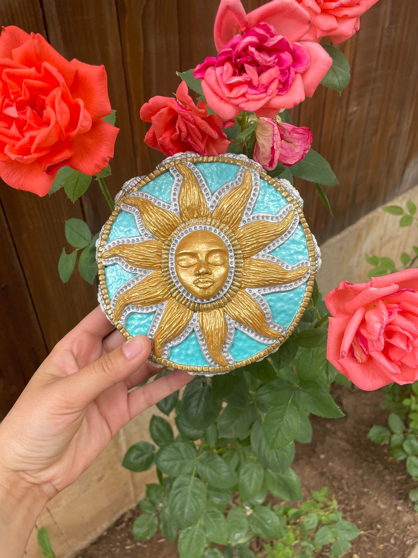 Sand Sculpted Celestial Sun and Clouds Box